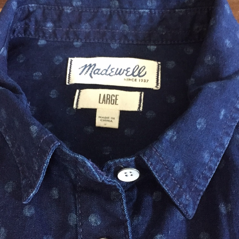 Madewell Chambray Button Down Inky With Dots - image 3
